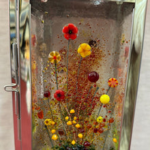 Load image into Gallery viewer, Small Lantern Red, Orange and Yellow Flower Lantern.