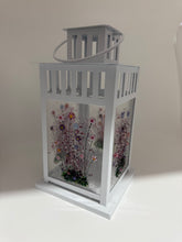 Load image into Gallery viewer, Large White Lantern with pink and purple flowers
