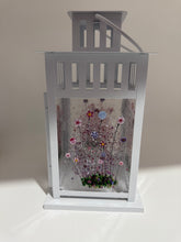 Load image into Gallery viewer, Large White Lantern with pink and purple flowers
