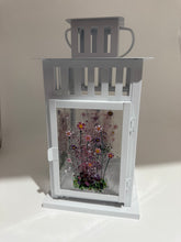 Load image into Gallery viewer, Large White Lantern with pink and purple flowers
