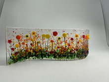 Load image into Gallery viewer, Red, Yellow and Orange Fused Glass Flower wave Freestanding
