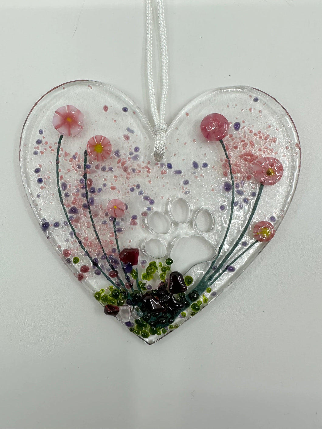 Pink and purple paw print heart