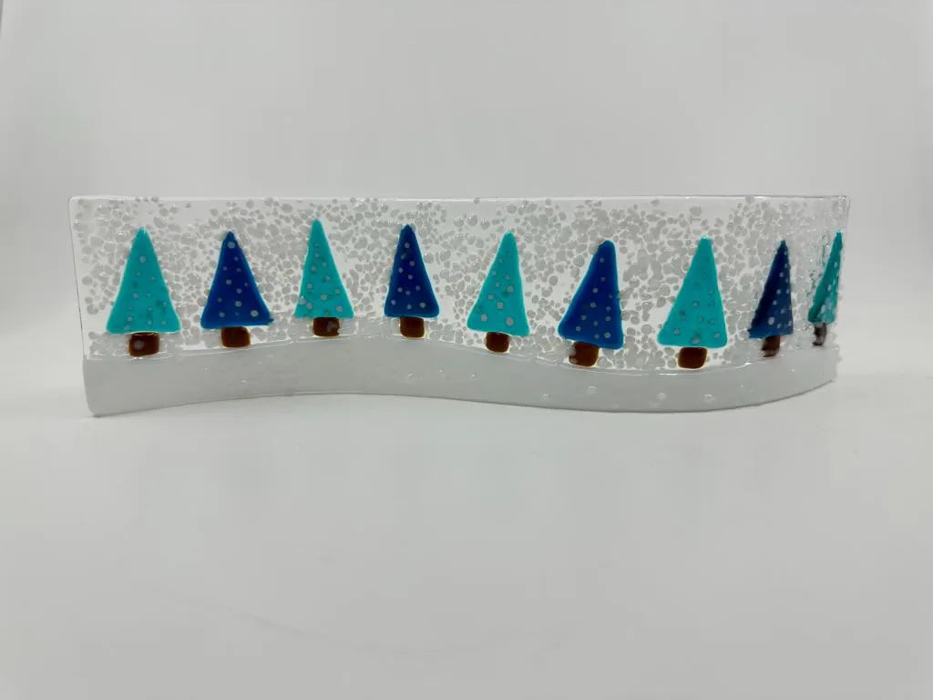 Christmas Tree Long wave Blue, snowy scene