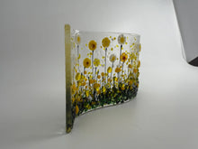 Load image into Gallery viewer, Handcrafted Pretty Fused Glass Yellow and White Flower wave
